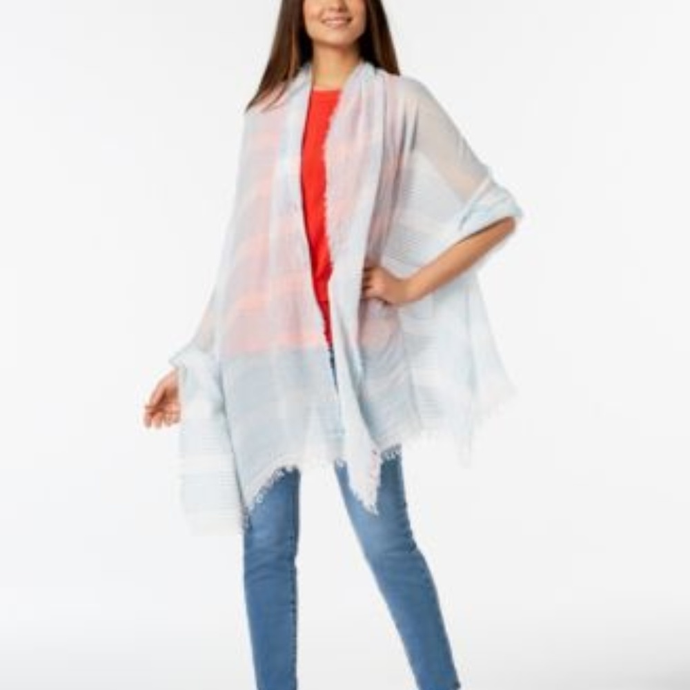 Betsey Johnson Shimmer Stripe Scarf Wrap Teal